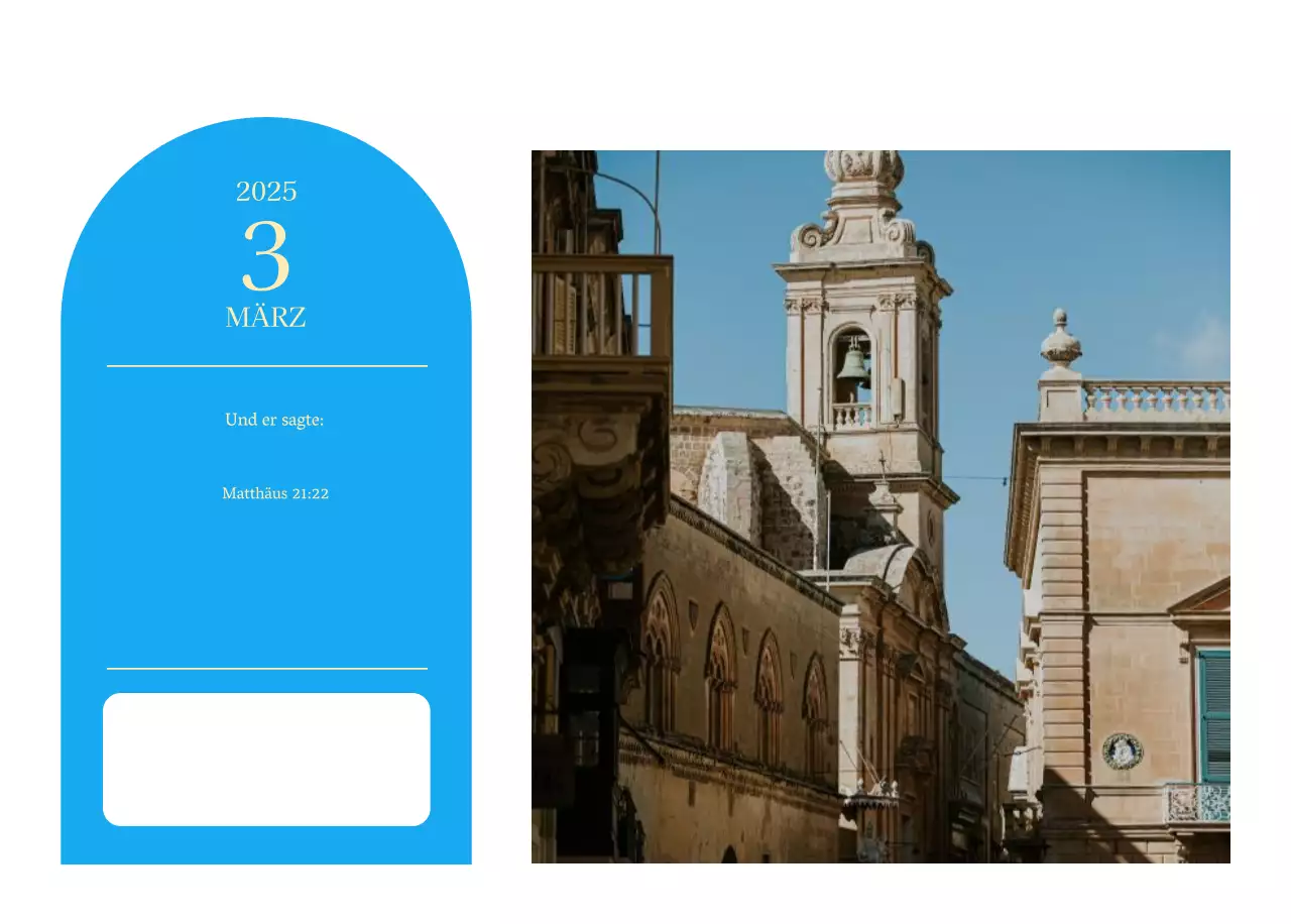 Blaues modernes Konzept Kirchenkalender