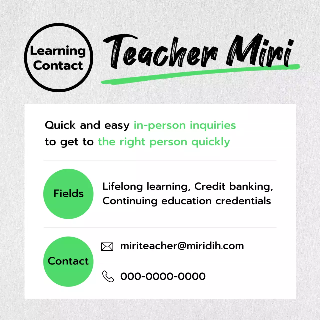 Green Simple Education Card Social Media Post