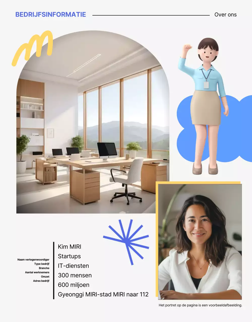 Een nette blauw met gele sollicitatiebrief voor een bedrijfsvacature