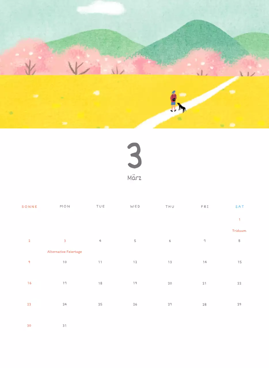 Niedliche Kalender mit knuffigen Illustrationen