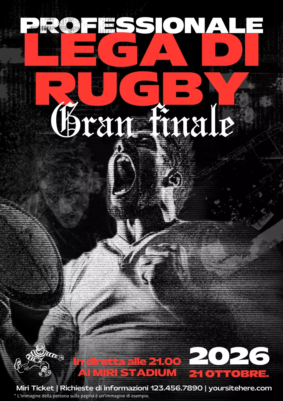 promozione partita di rugby professionale vintage rosso e nero