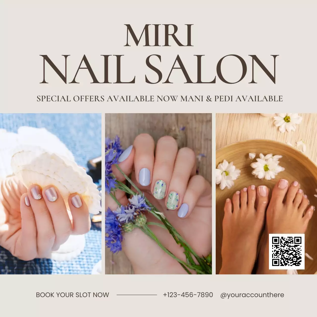Beige Elegant Nail Promotion Social Media Post