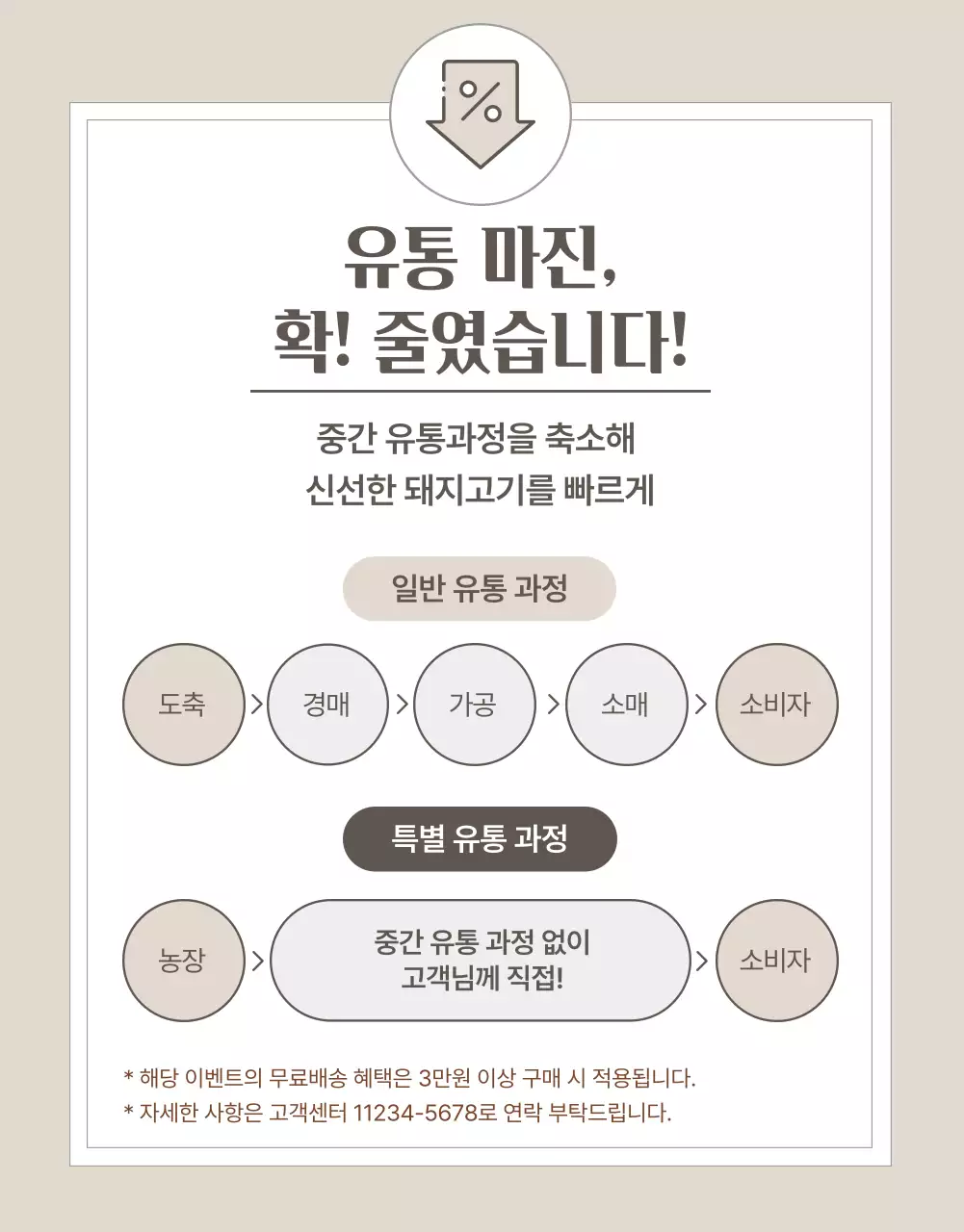 베이지색의 심플한 축산물 홍보