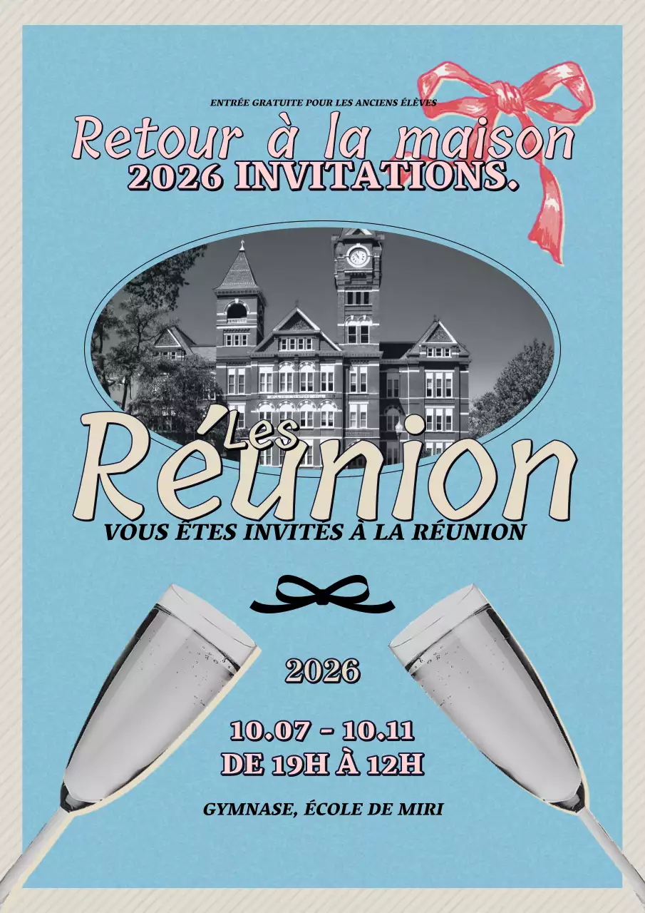 avis de rentrée vintage bleu