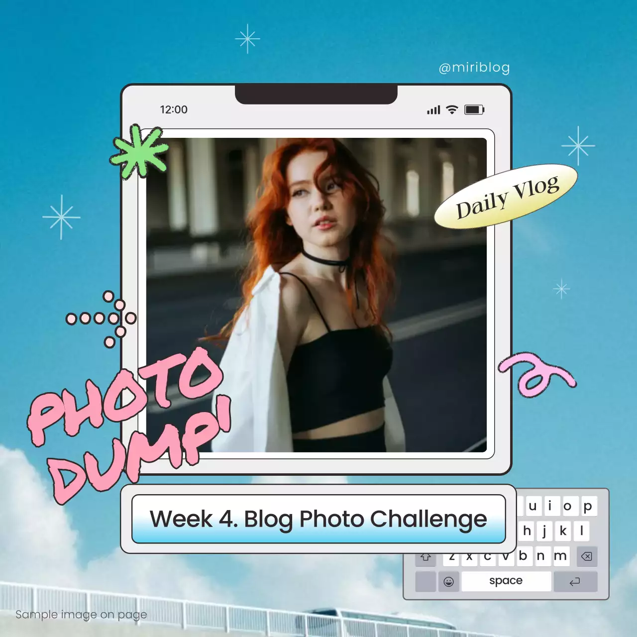 Blue Trendy Photo Challenge Vlog Social Media Post