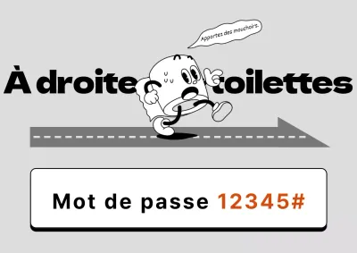 Informations soignées sur les toilettes en noir et rouge