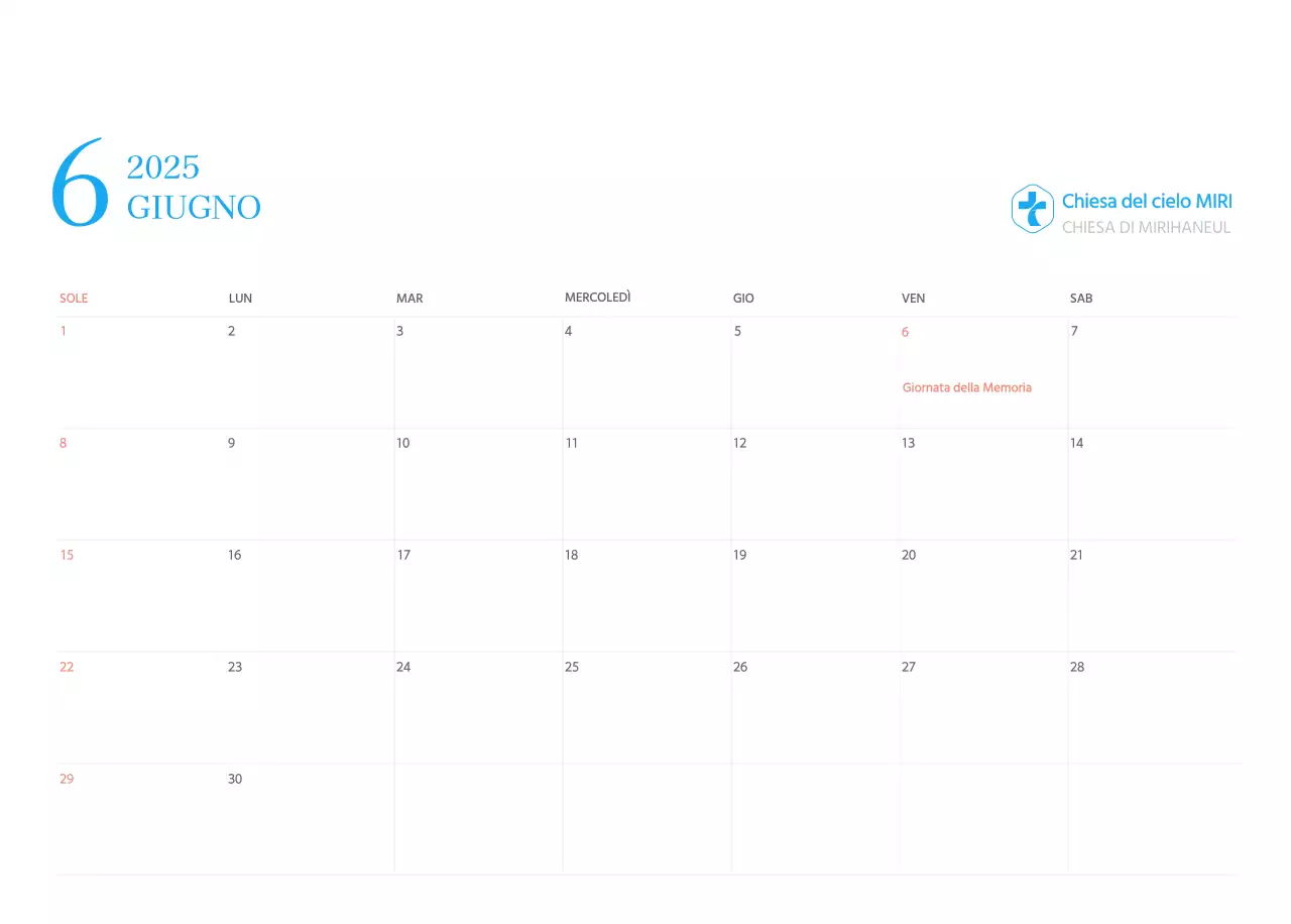 Calendario ecclesiastico blu di concezione moderna