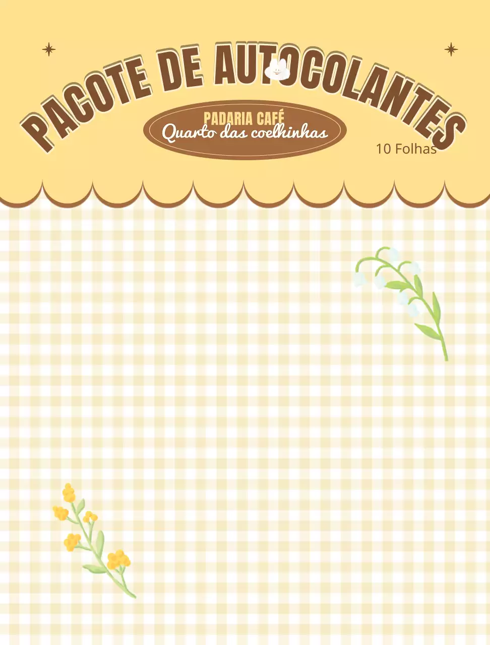 Papel de parede de pacote de autocolantes de padaria com ilustração a lápis de cor