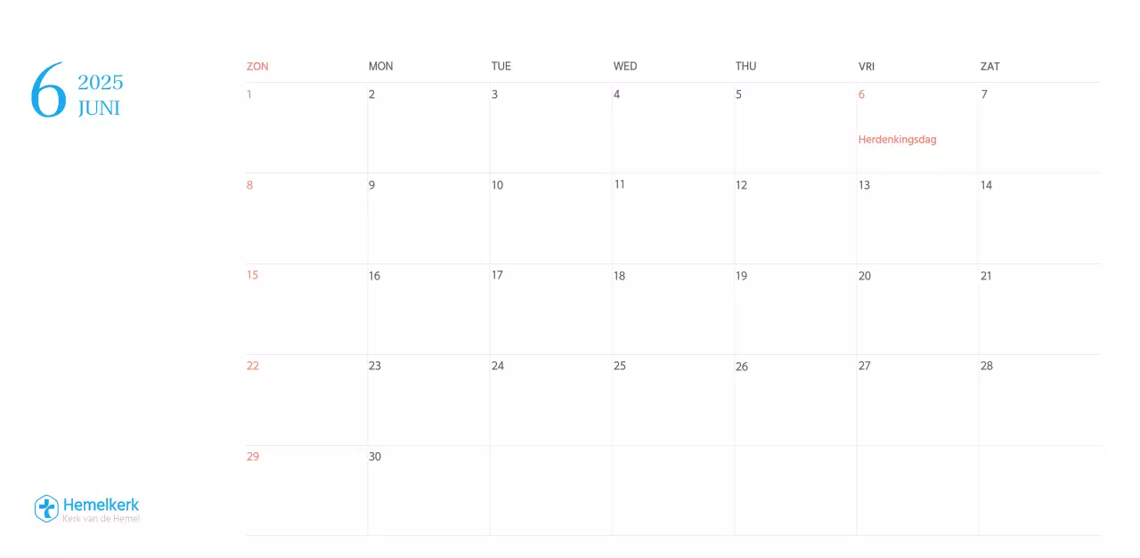 Blauw modern concept kerkkalender