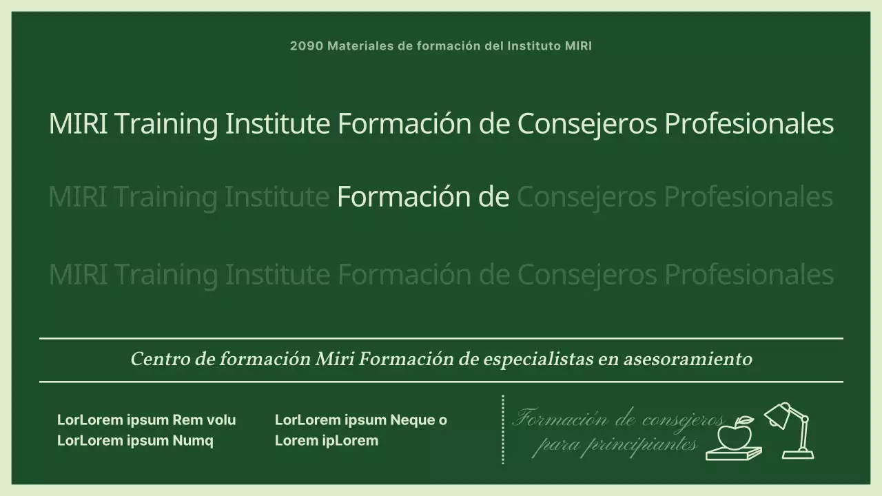 Material de formación para asesores sencillo, ecológico y mentolado