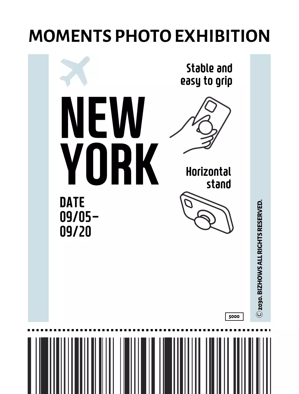 심플한 비행기 티켓 형태의 스마트톡 포장 배경지