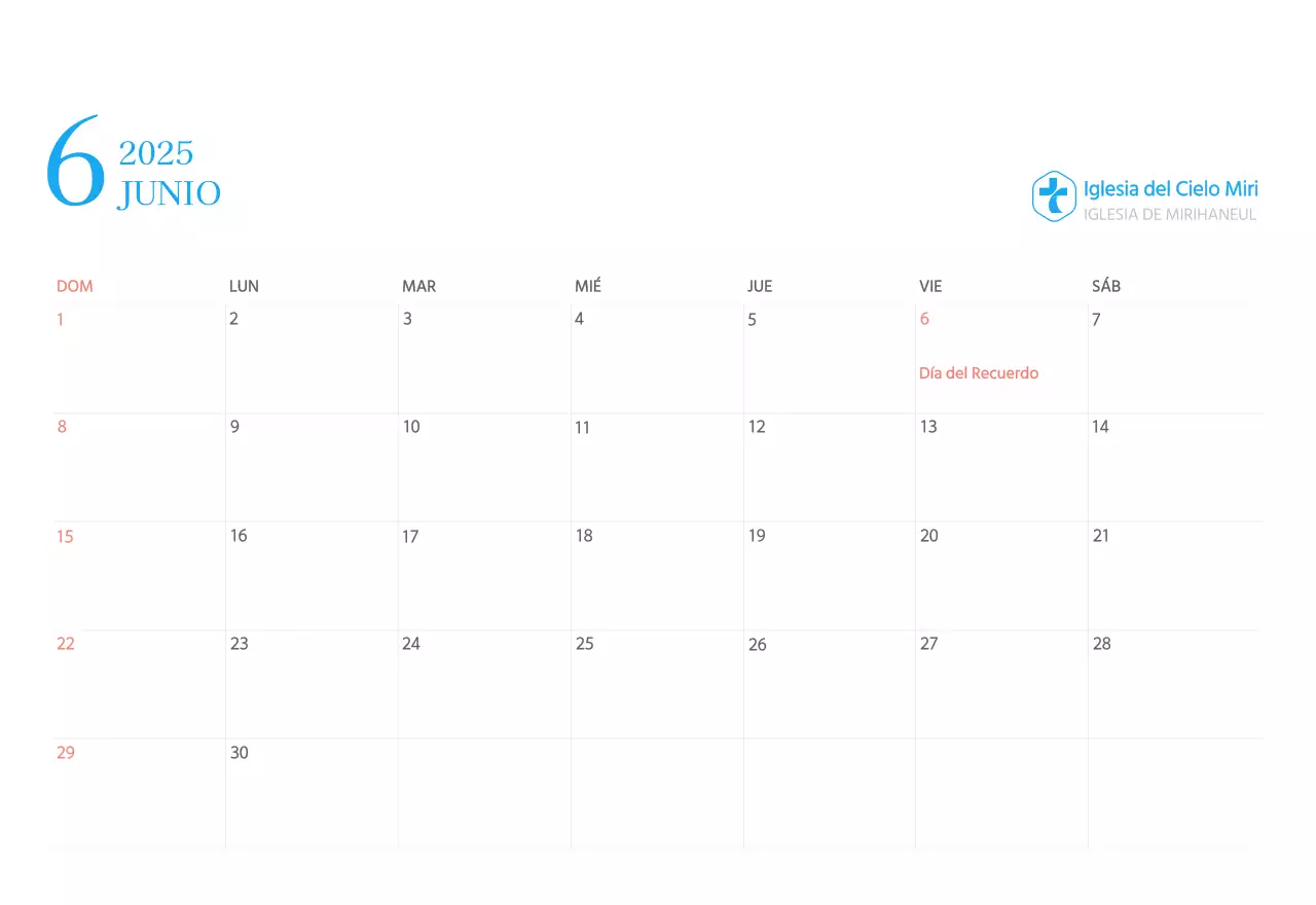 Calendario eclesiástico azul de concepto moderno