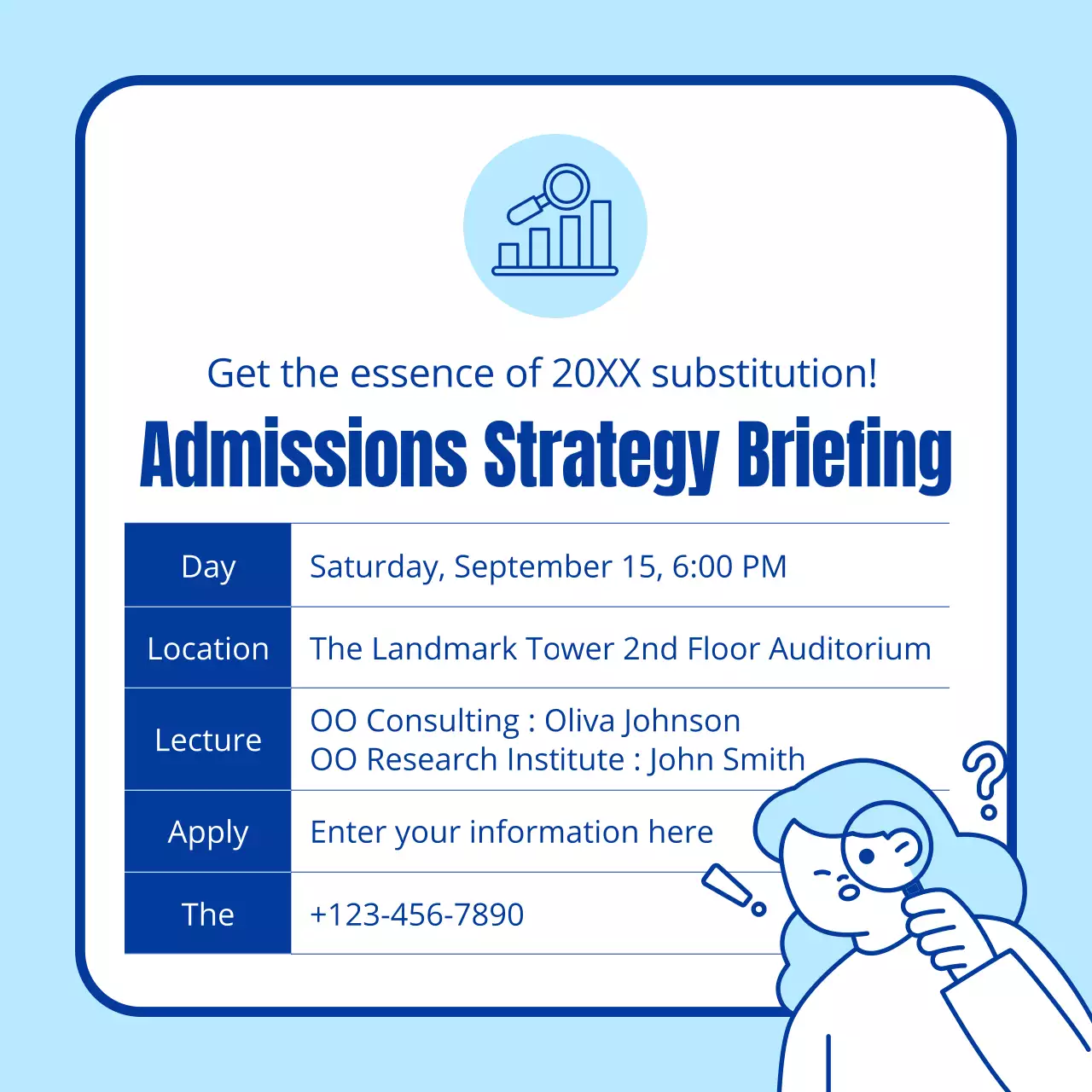 Blue Minimal Admissions Promotion Instagram Carousel