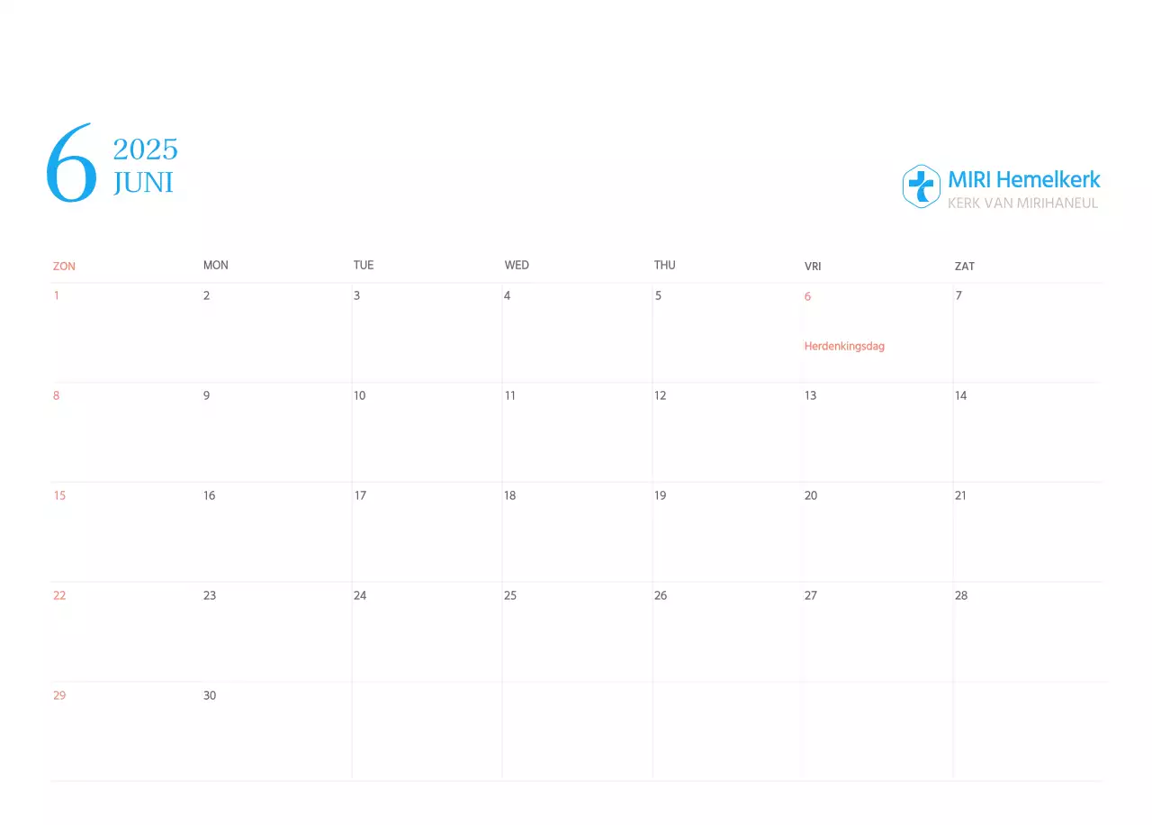 Blauw modern concept kerkkalender