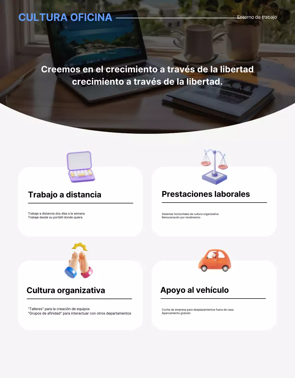 Una carta de presentación limpia, azul y amarilla, para la oferta de empleo de la empresa