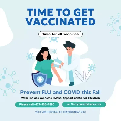 Blue Modern Vaccination Announcement Social Media Post