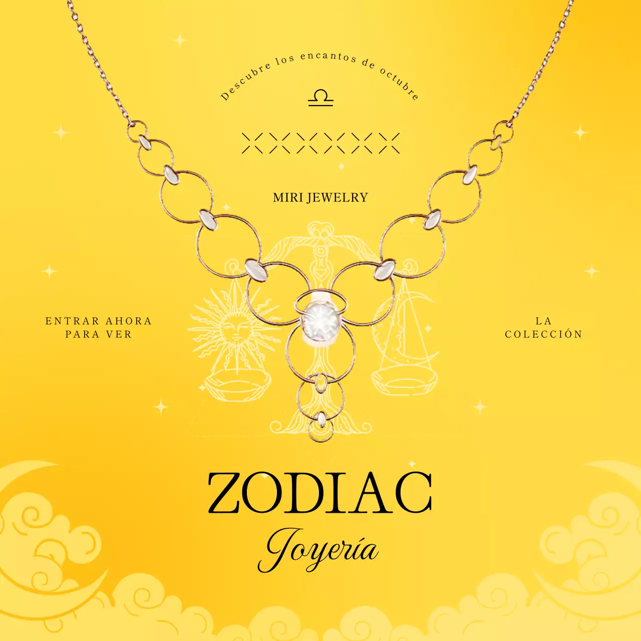 amarillo elegante zodiaco joyería promoción
