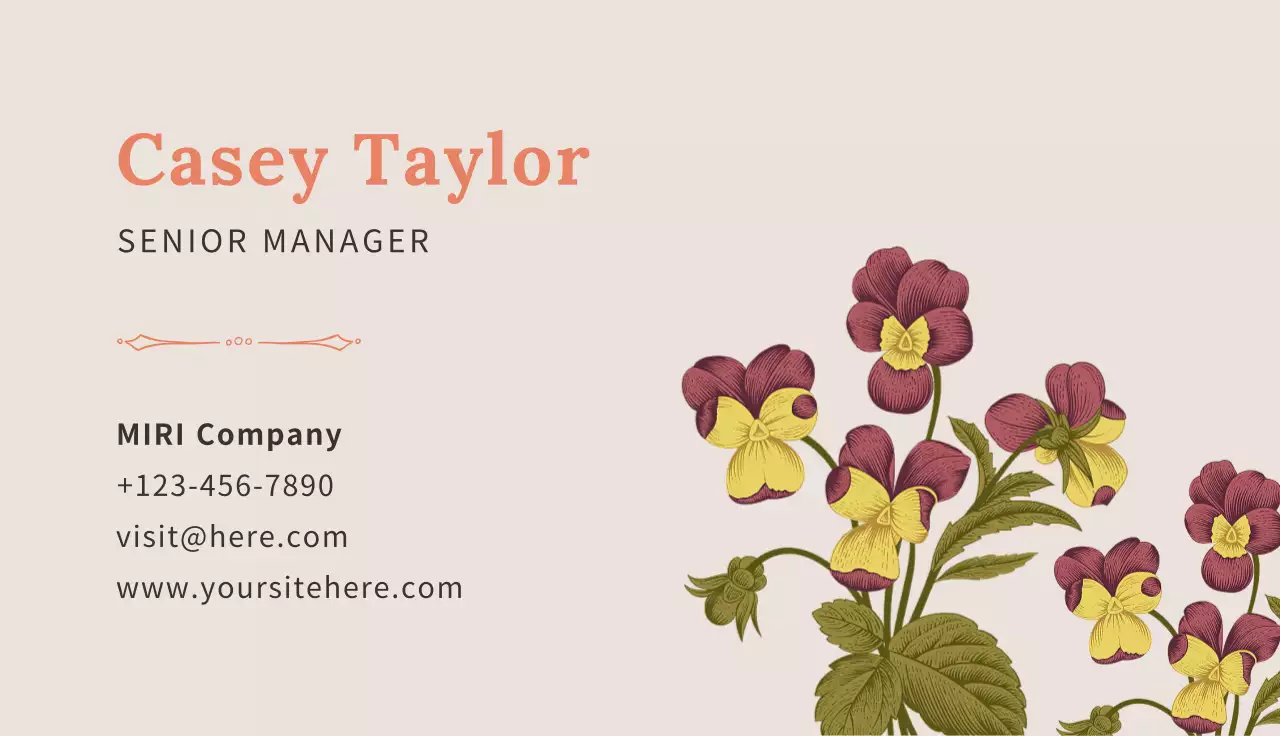 Beige Floral Business Card