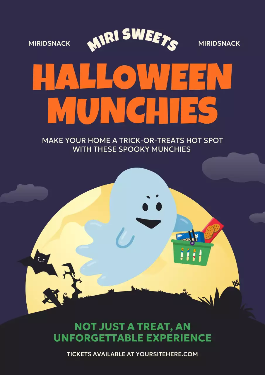 Navy Retro Halloween Promotion Poster