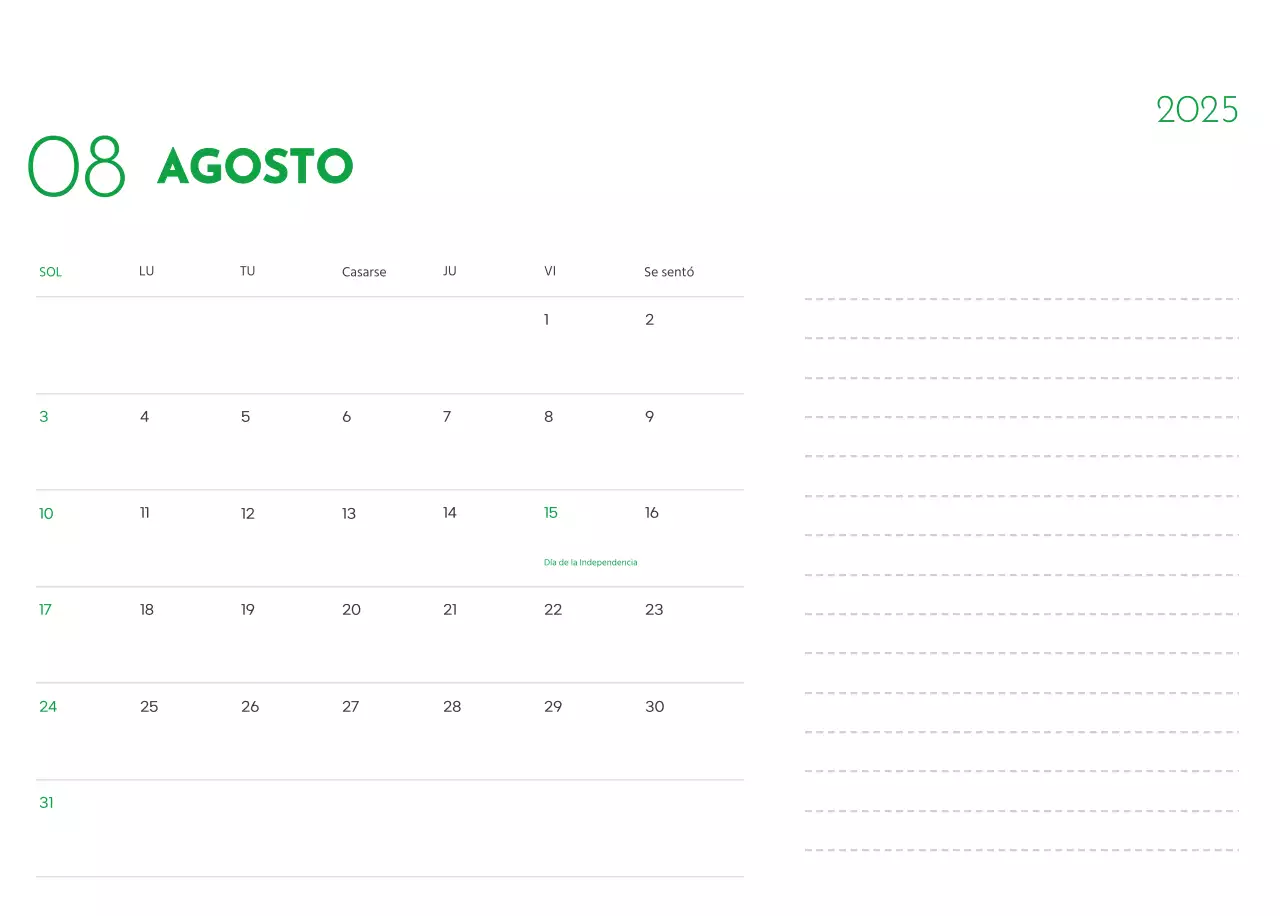 Un calendario con una foto de un cachorro y un bonito mensaje en color verde