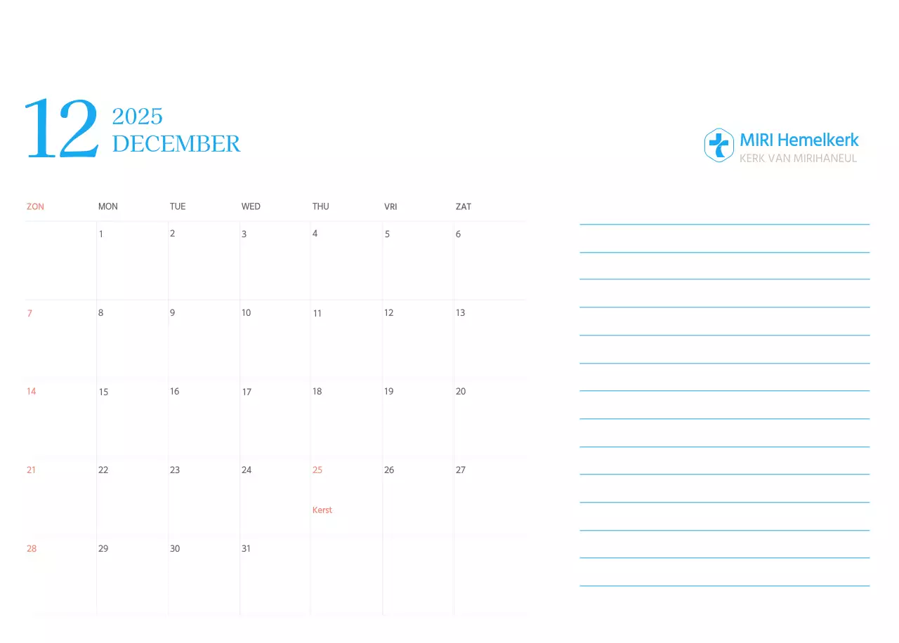 Blauw modern concept kerkkalender
