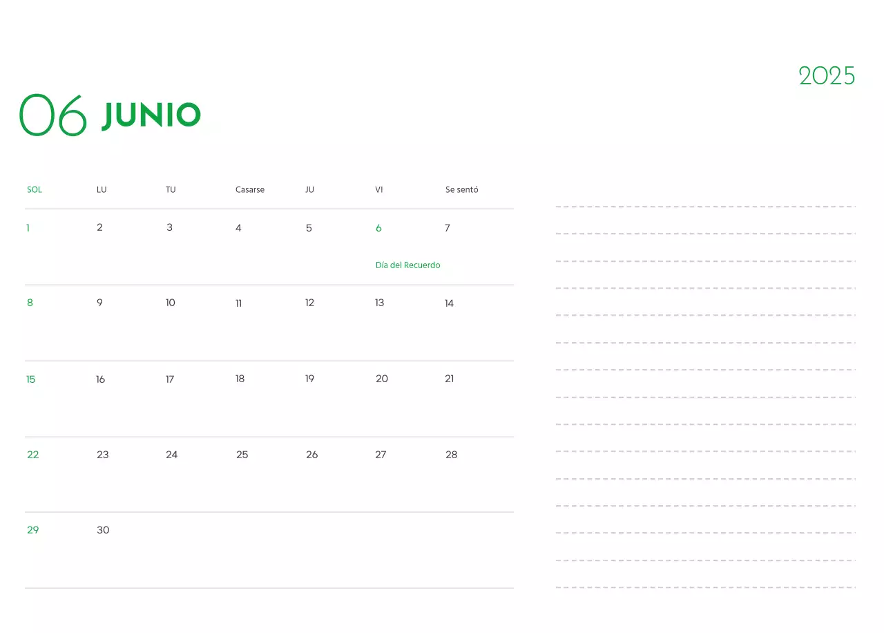 Un calendario con una foto de un cachorro y un bonito mensaje en color verde