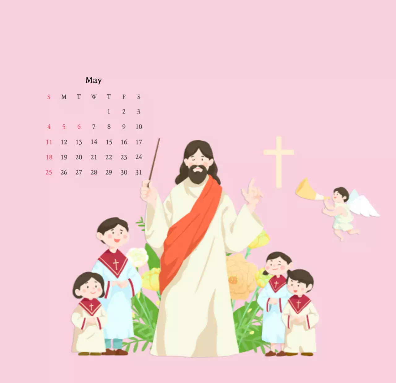 Nhà thờ với những hình minh họa dễ thương với màu sắc ấm áp