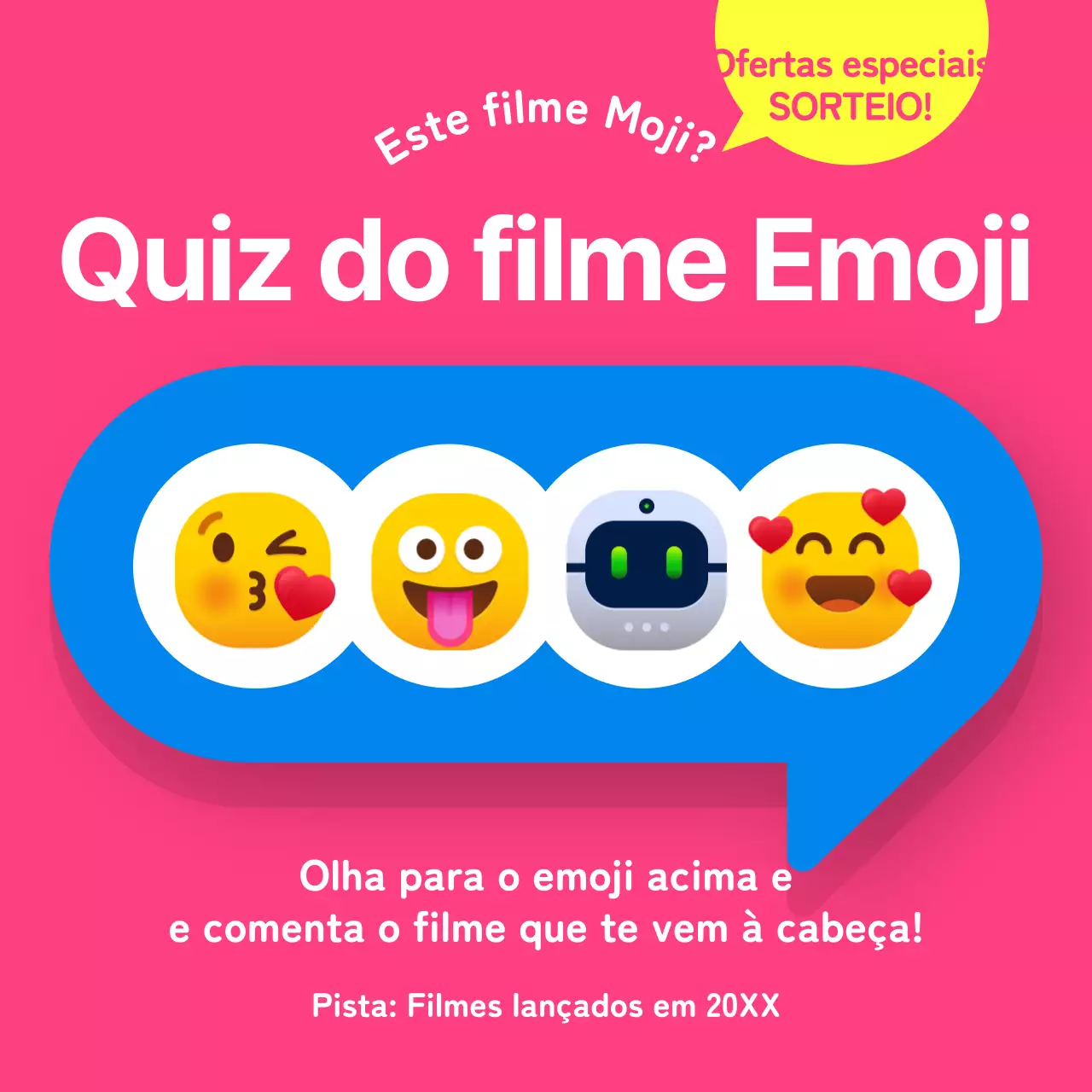 Uma campanha de eventos de perguntas e respostas com emojis cor-de-rosa e kitsch