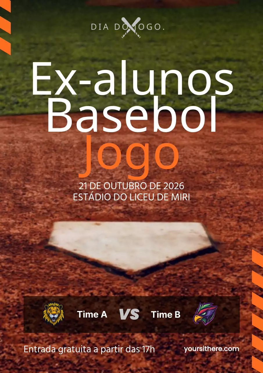 Promover um simples jogo de basebol escolar em laranja e branco