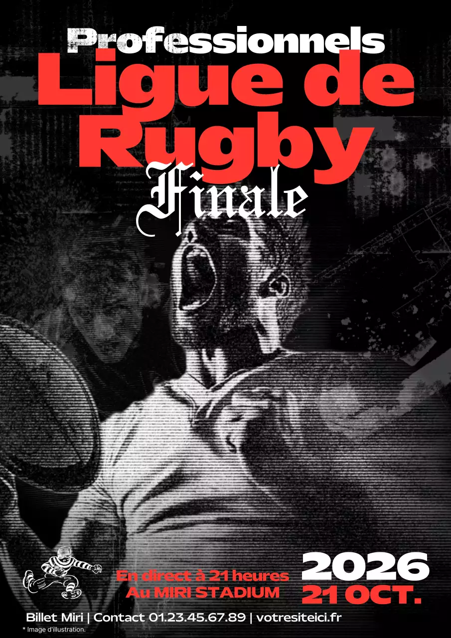 rouge et noir vintage promotion jeu de rugby professionnel