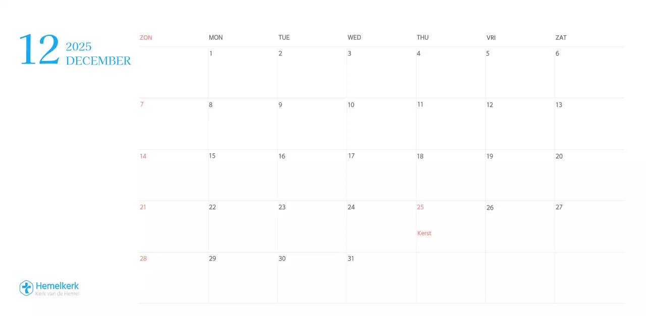 Blauw modern concept kerkkalender