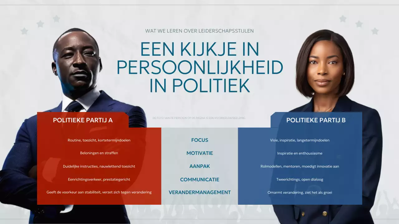 blauw rood professioneel leiderschap persoonlijkheden informatie