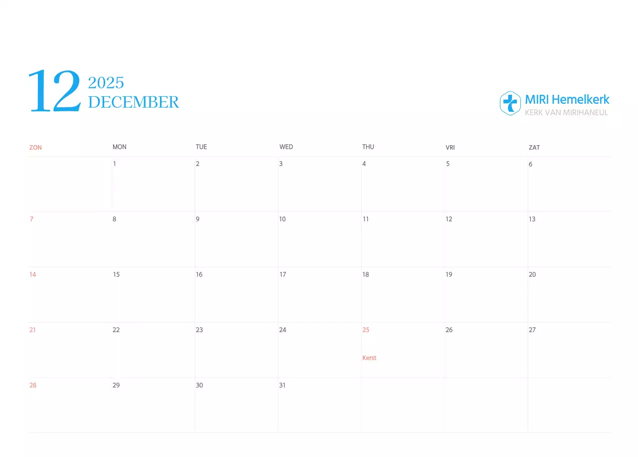 Blauw modern concept kerkkalender