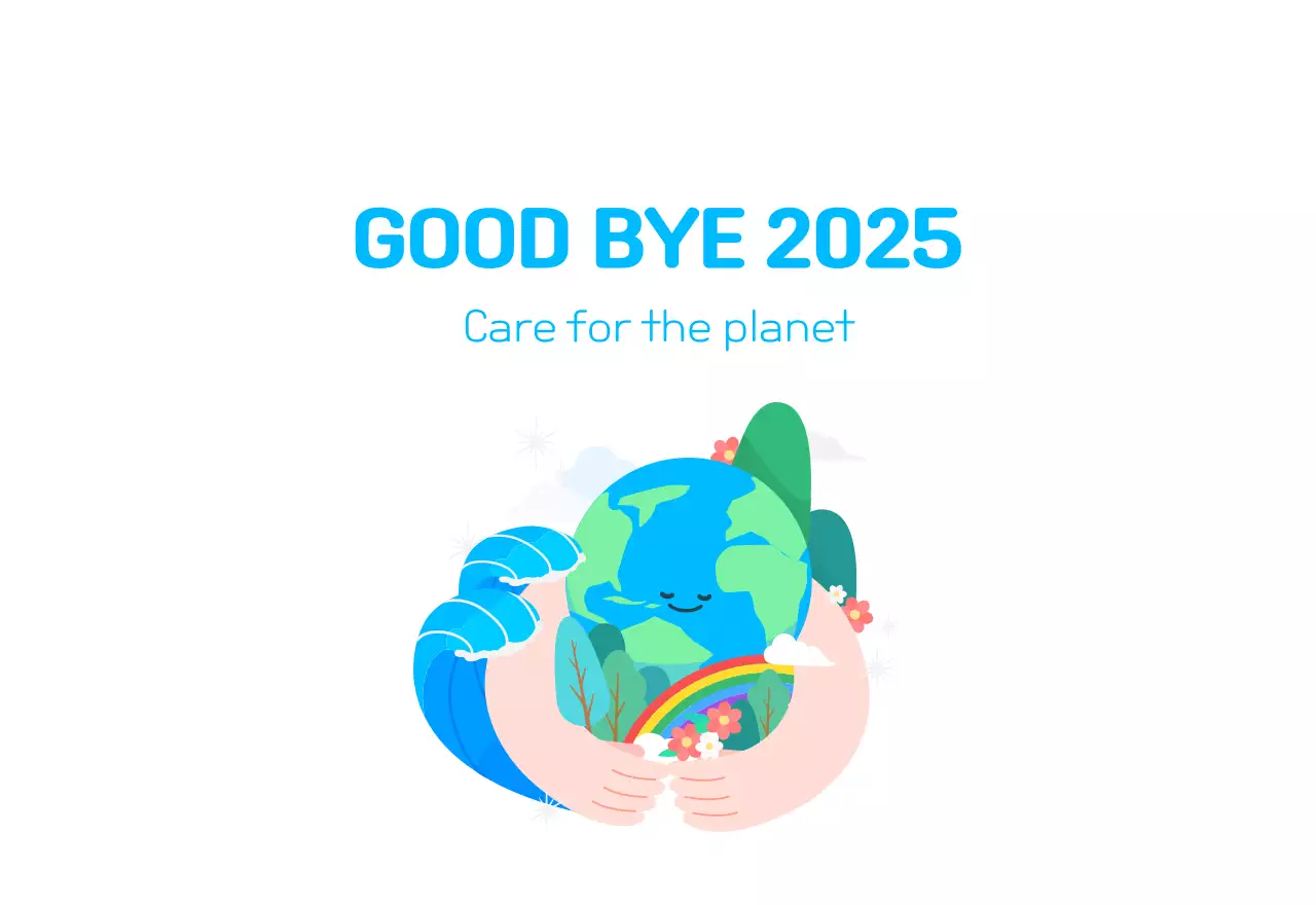 A colorful holiday celebration with illustrations of conservationists and the planet.