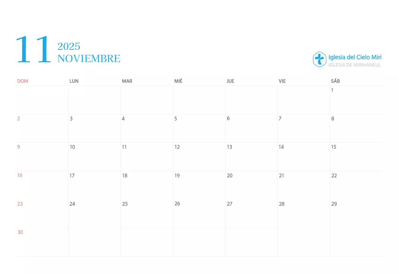 Calendario eclesiástico azul de concepto moderno