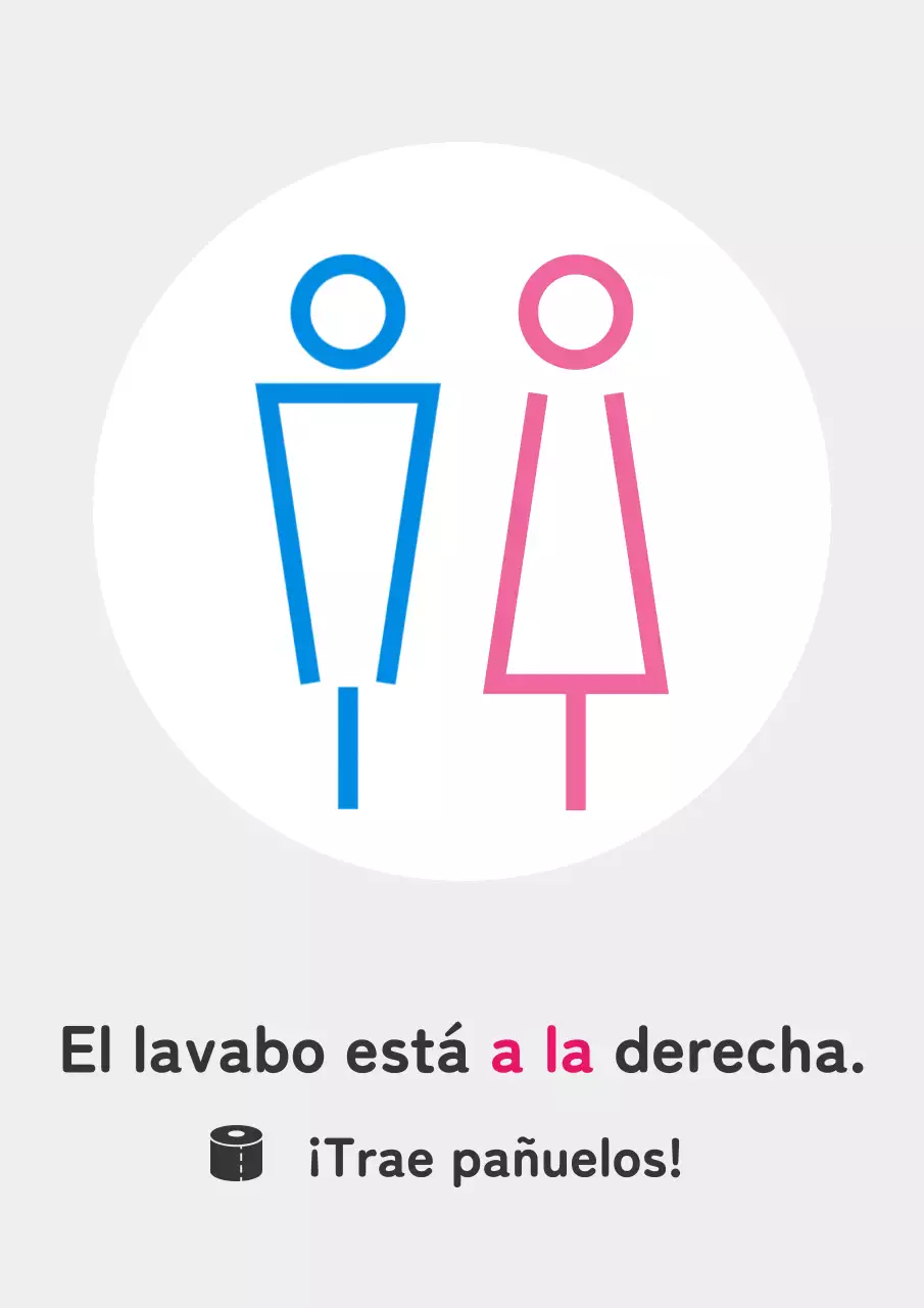 Una sencilla guía de aseos azul y rosa