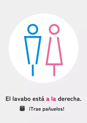 Una sencilla guía de aseos azul y rosa