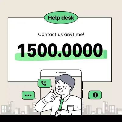 Beige Minimal Helpdesk Notice Social Media Post