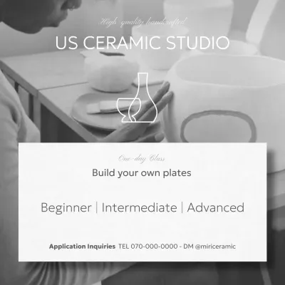 Grey Minimalist Ceramic Class Invitation Social Media Post