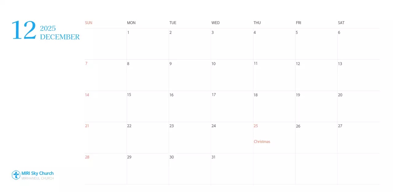 Blue modern concept church calendar