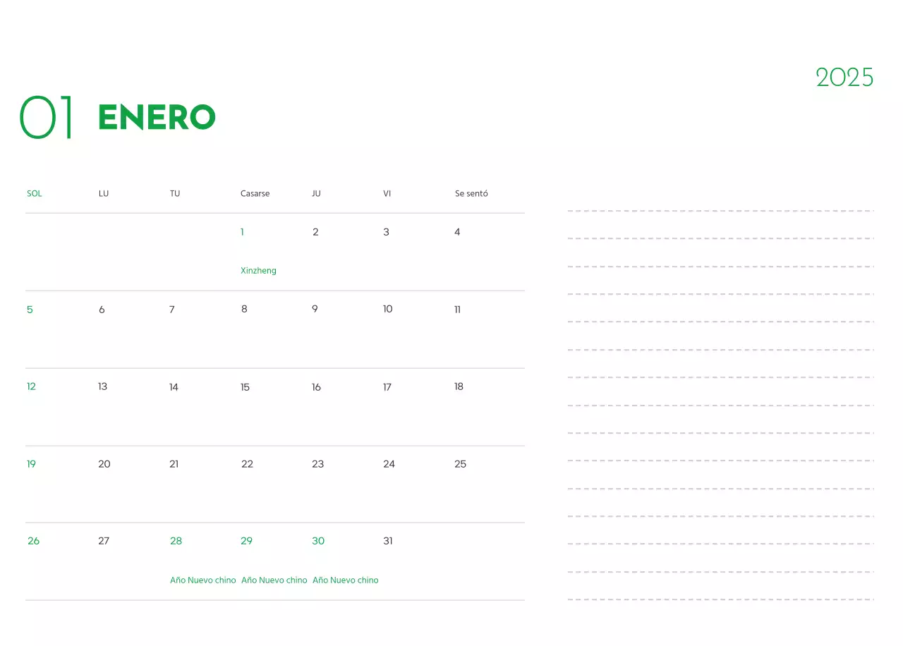 Un calendario con una foto de un cachorro y un bonito mensaje en color verde