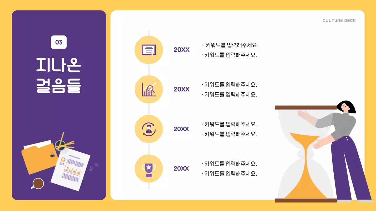 노랑과 보라의 심플한 기업 컬쳐북 안내서