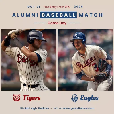 Beige Vintage Baseball Event Social Media Post