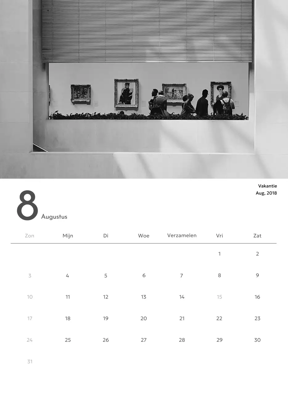 Een fotokalender met een strakke, stedelijke uitstraling