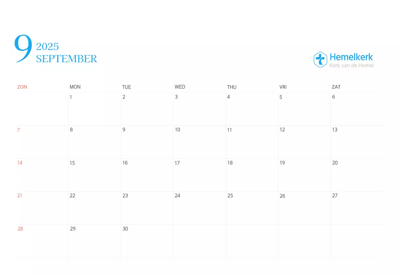 Blauw modern concept kerkkalender