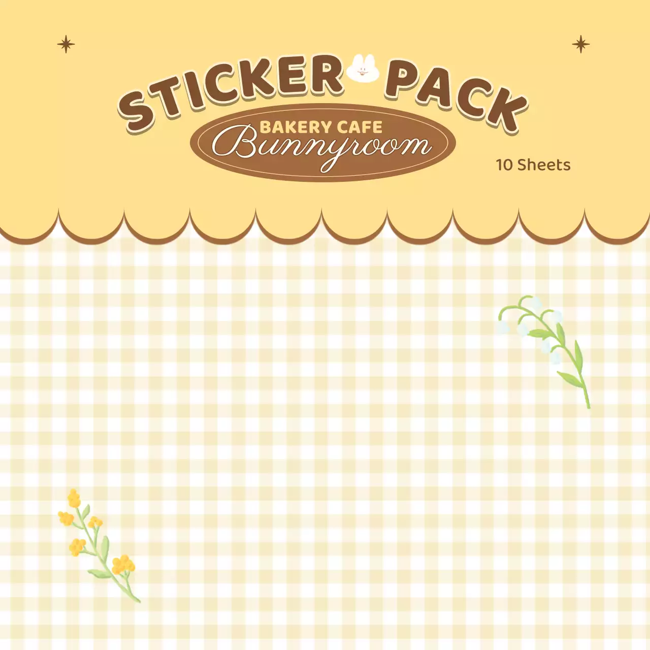 귀여운 색연필화 일러스트 베이커리의 스티커팩 배경지