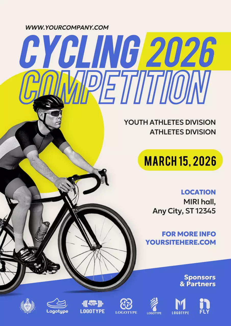 Yellow Modern Cycling Event Poster