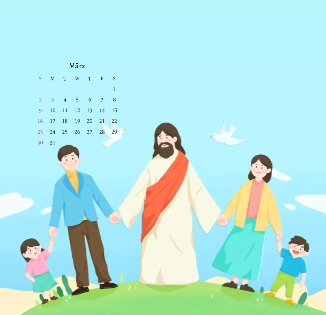 Warme FarbenKirchen mit niedlichen Illustrationen