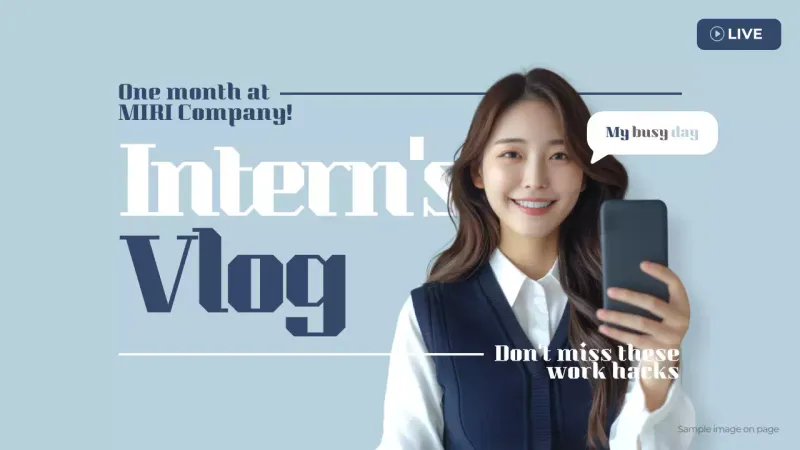 Blue Modern Intern Vlog YouTube Thumbnail