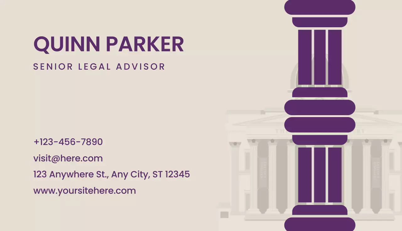 Purple Classic Legal Business Card